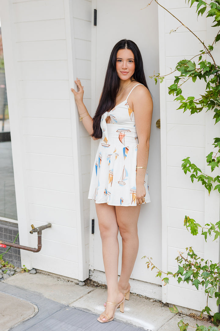 The Sailing Seas Tie Front Mini Dress