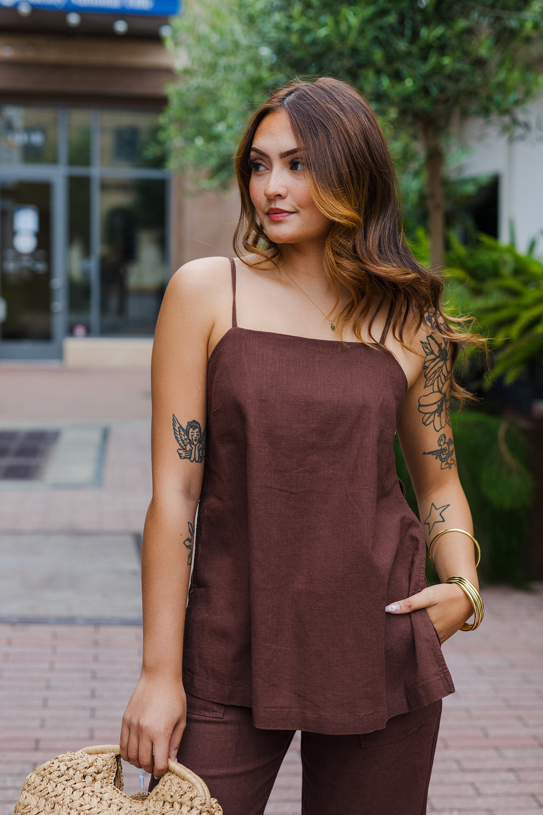 The Here She Is Linen Tank Top & Pants Set
