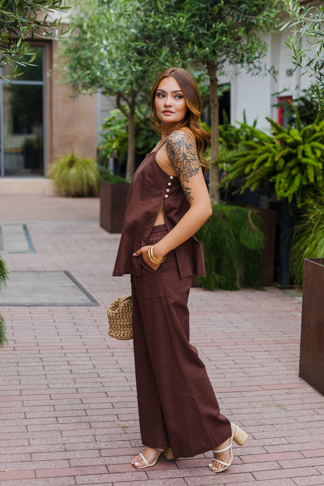 The Here She Is Linen Tank Top & Pants Set