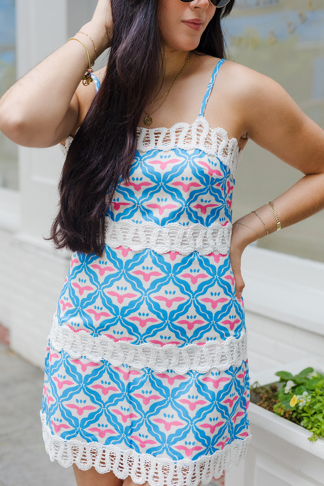 The Palm Social Geometric Print Mini Dress
