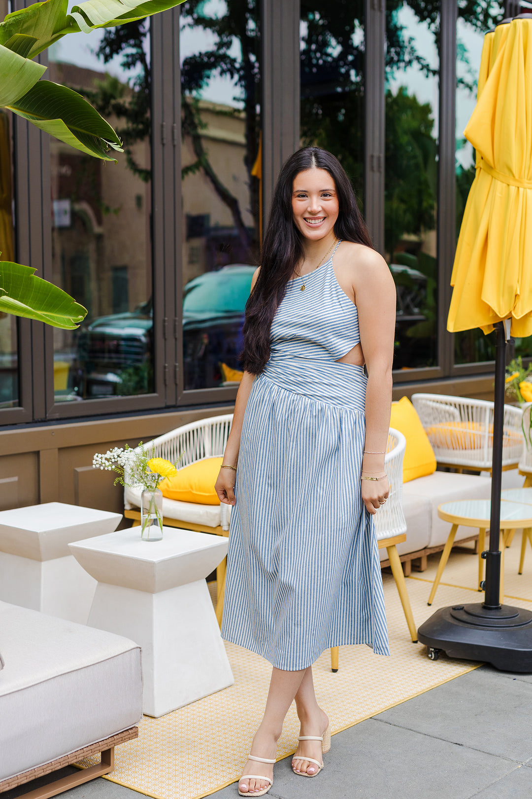 The City By The Sea Striped Asymmetrical Dress