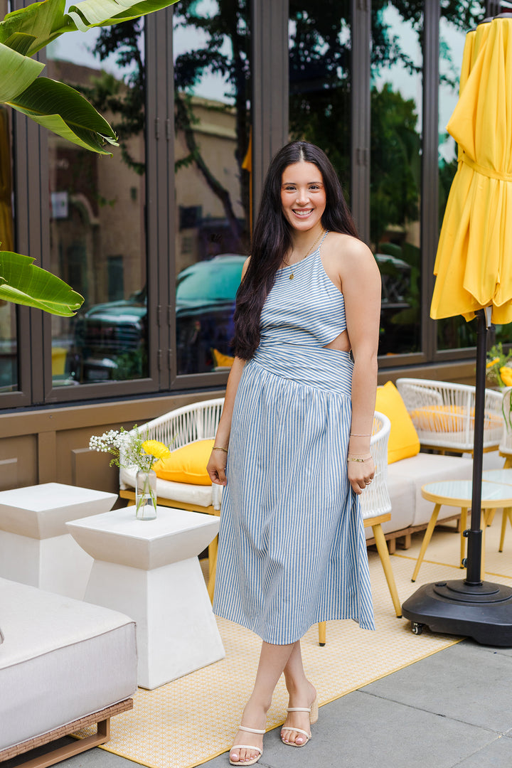 The City By The Sea Striped Asymmetrical Dress