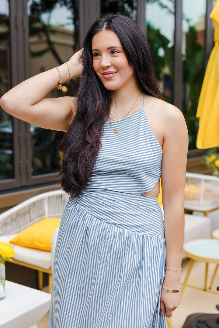 The City By The Sea Striped Asymmetrical Dress