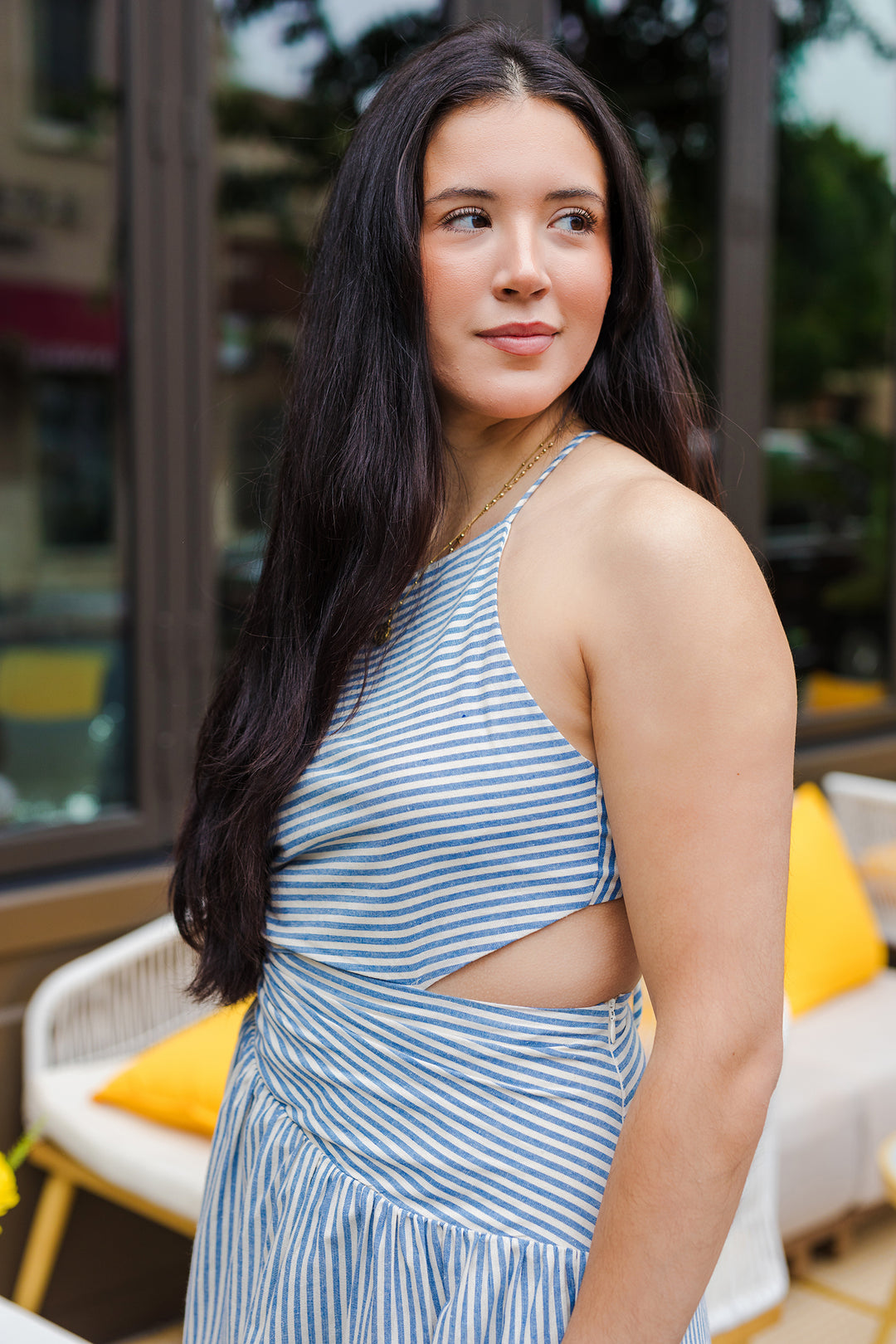 The City By The Sea Striped Asymmetrical Dress