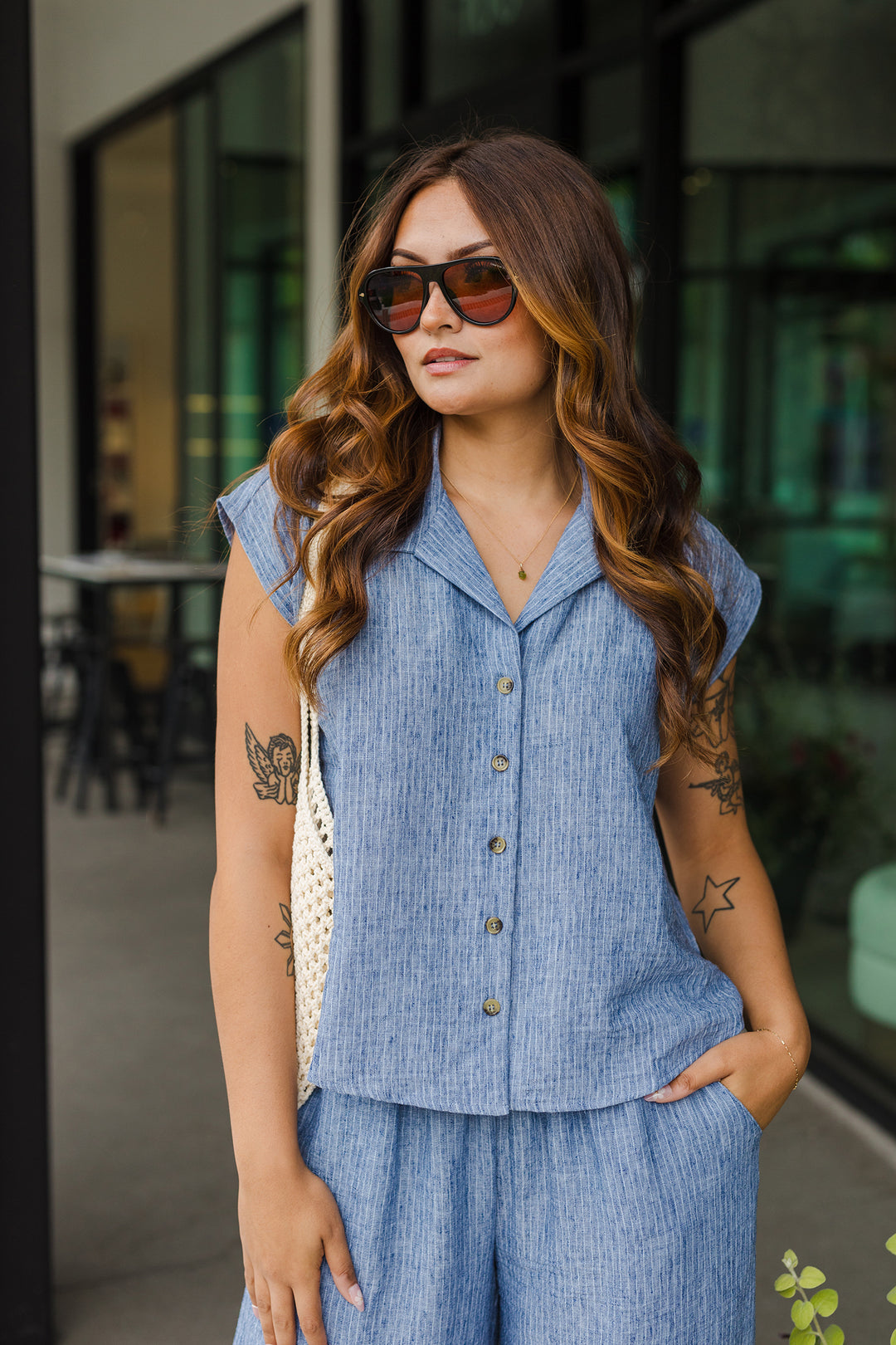 The Beach Bound Striped Short Sleeve Top