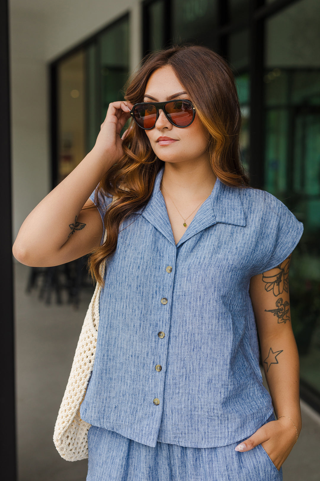 The Beach Bound Striped Short Sleeve Top