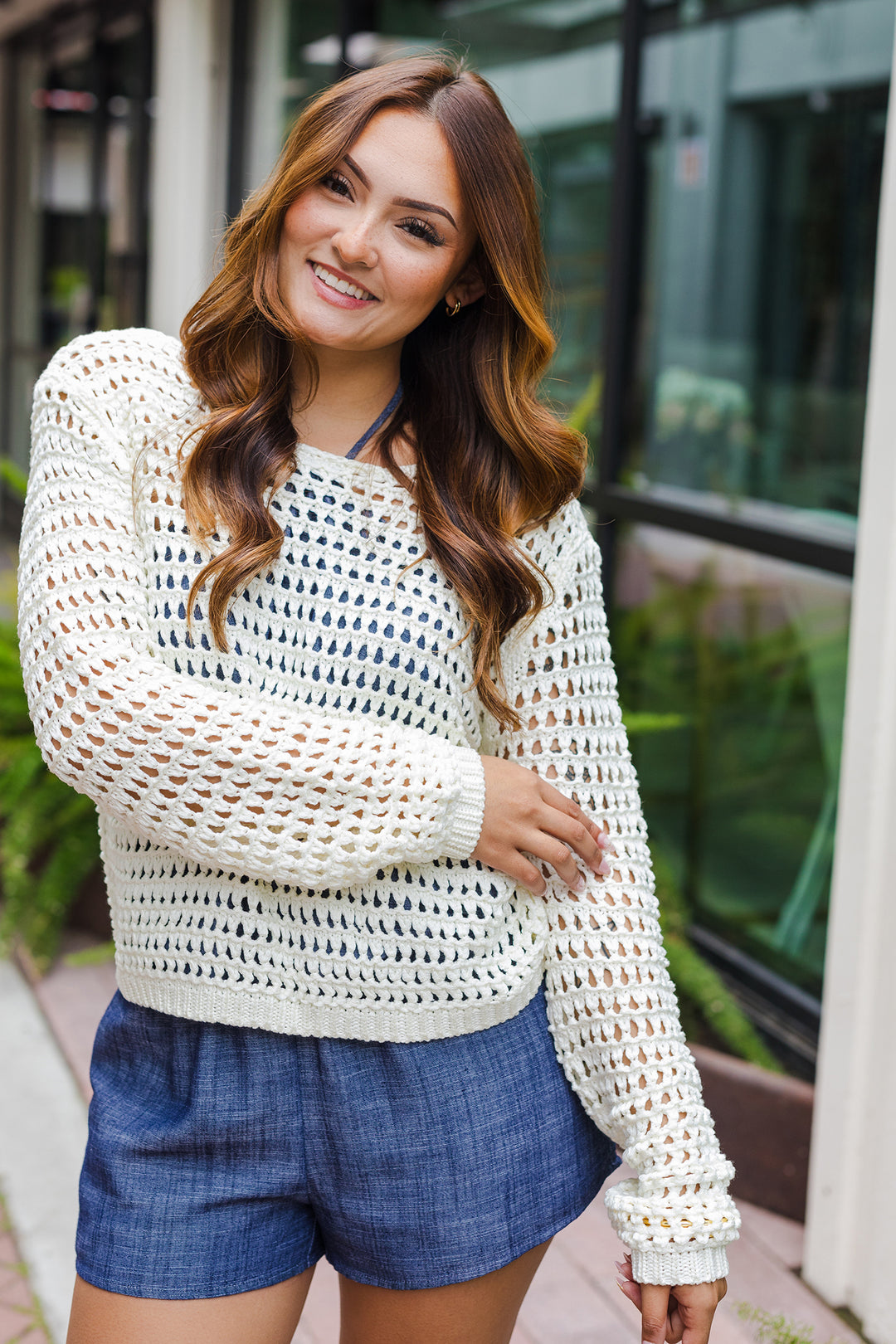 The Beach Bound Open Crochet Knit Sweater