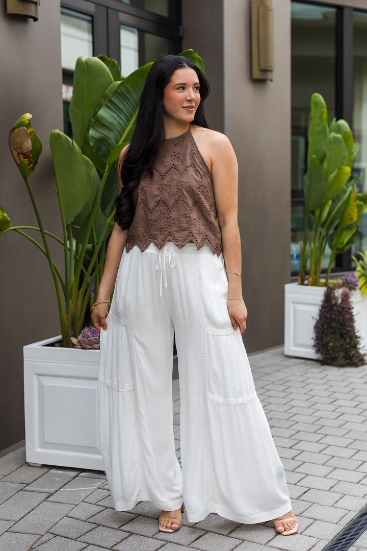 The Walk With Me White Wide Leg Palazzo Pants