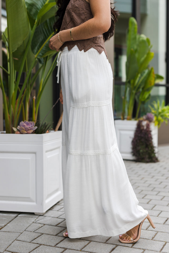 The Walk With Me White Wide Leg Palazzo Pants