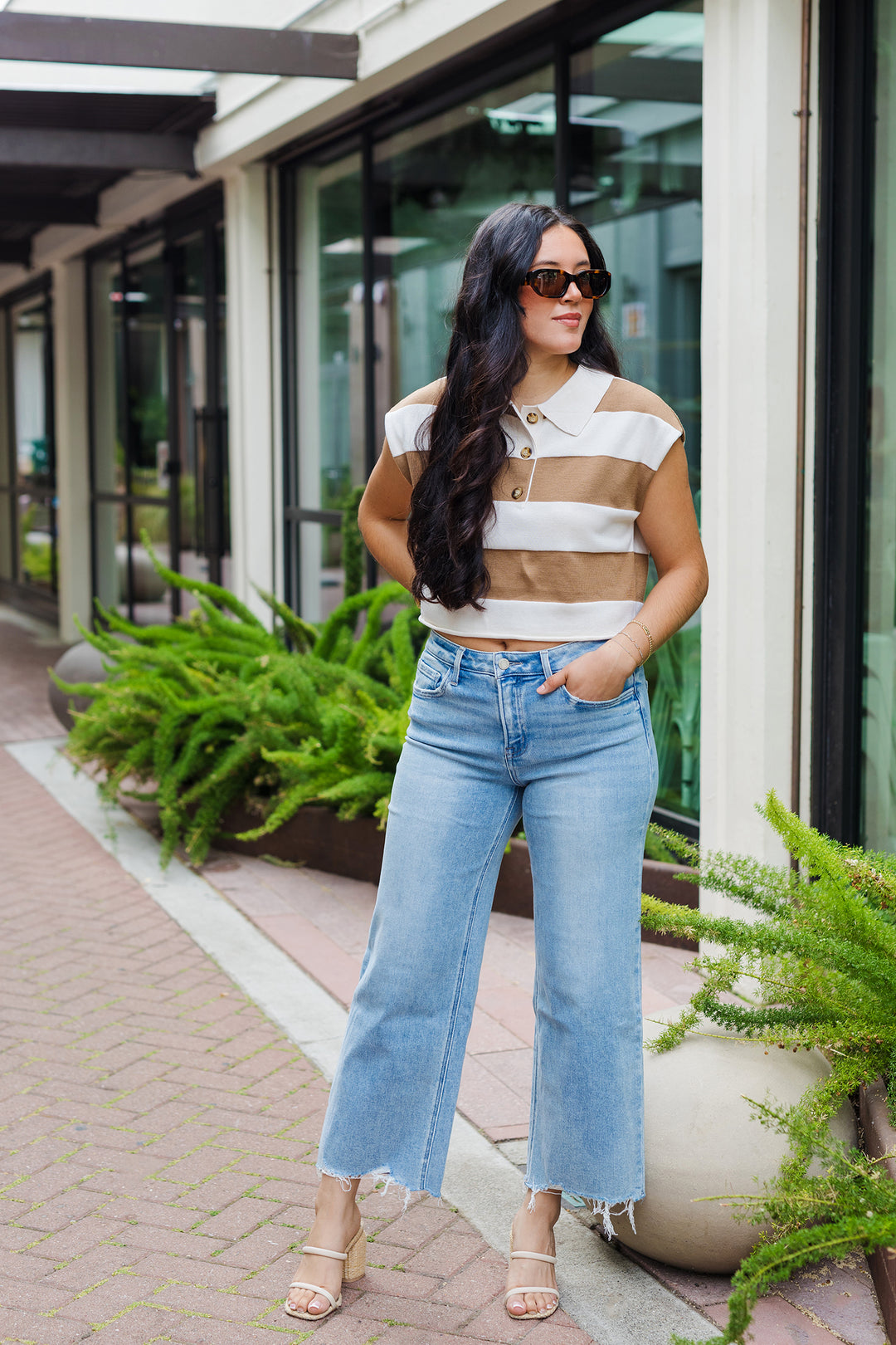 The Sloane Distressed Crop Wide Leg Jean
