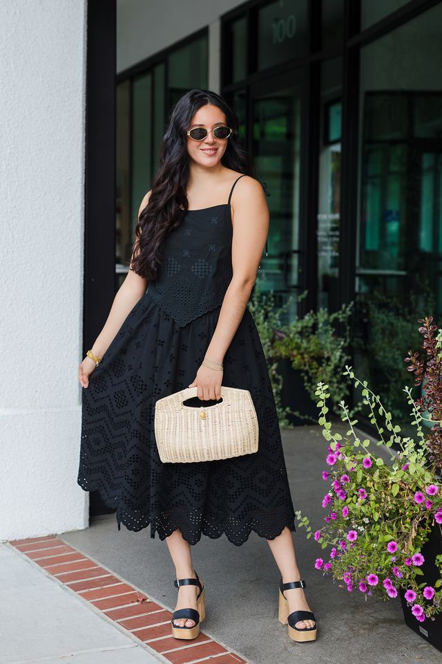 The Midnight Villa Eyelet Cami & Midi Skirt Set
