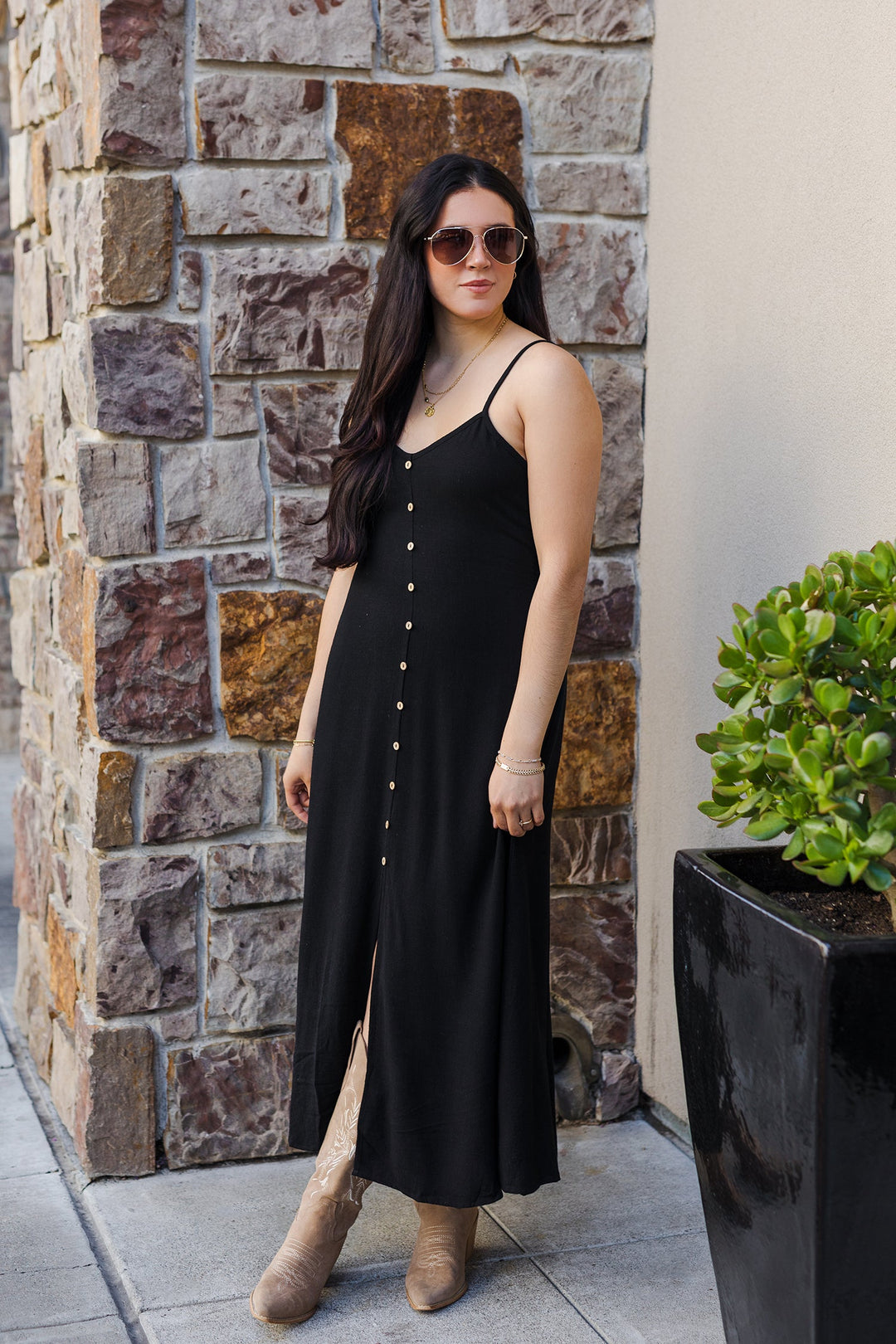 The Whole Lot of Love Button Front Maxi Dress