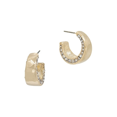 The Gold Rhinestone Huggie Earrings