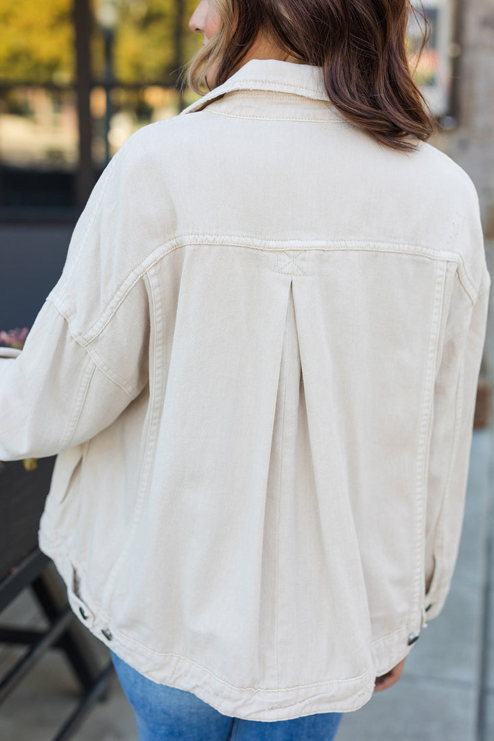 The Forever Young Oversized Pleated Denim Jacket