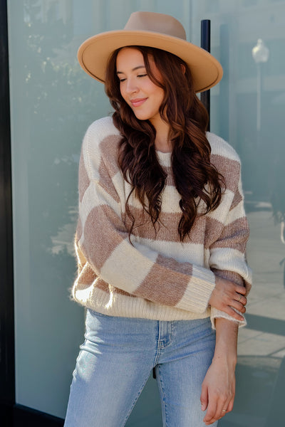 The Earn Your Stripes Cocoa and Ivory Sweater