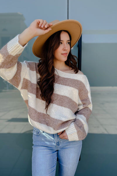 The Earn Your Stripes Cocoa and Ivory Sweater