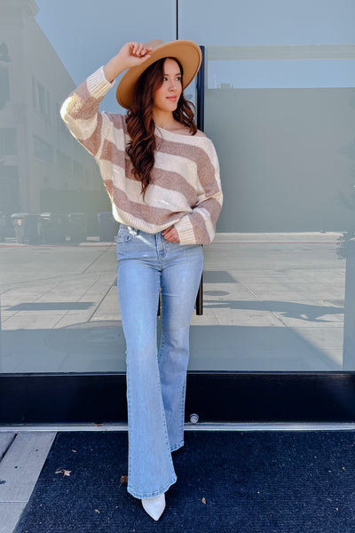 The Earn Your Stripes Cocoa and Ivory Sweater