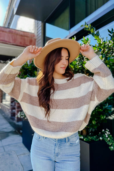 The Earn Your Stripes Cocoa and Ivory Sweater