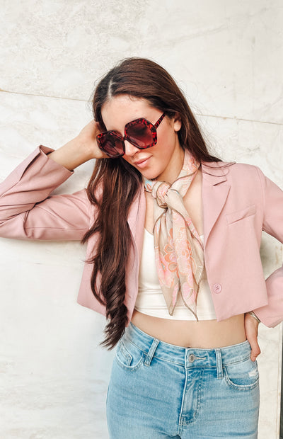The Make A Statement Dusty Mauve Cropped Blazer