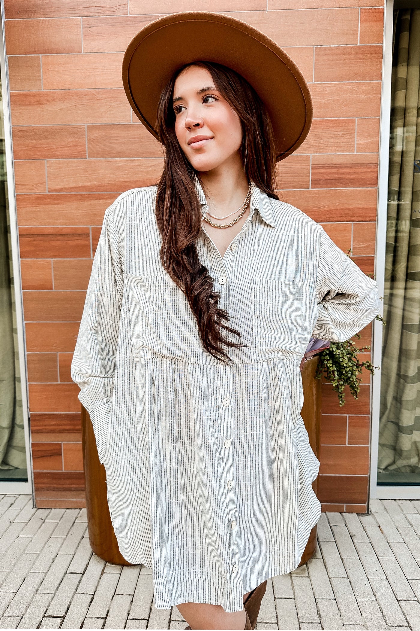 The Lexi Natural Linen Striped Mini Dress
