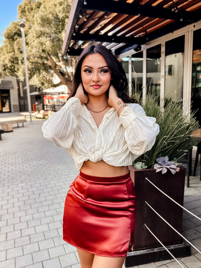 The Glass Half Full Red Satin Mini Skirt