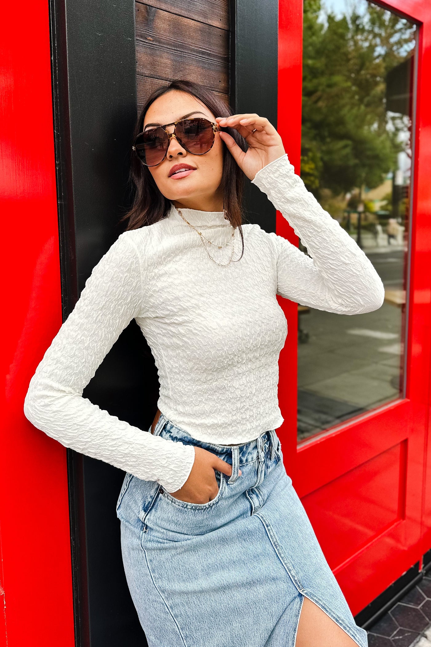 The Wrinkle In Time Textured Long Sleeve Top