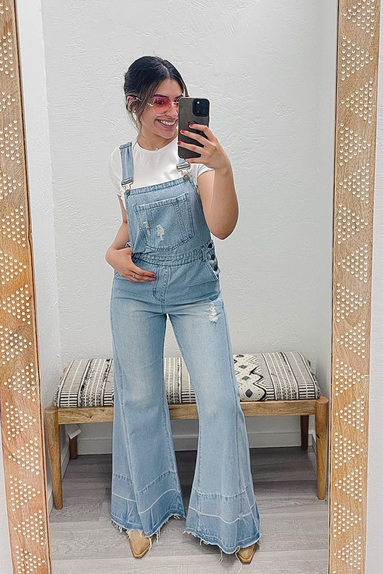 The Milly Wide Leg Denim Overalls
