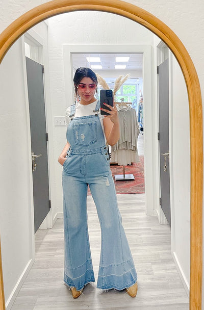 The Milly Wide Leg Denim Overalls