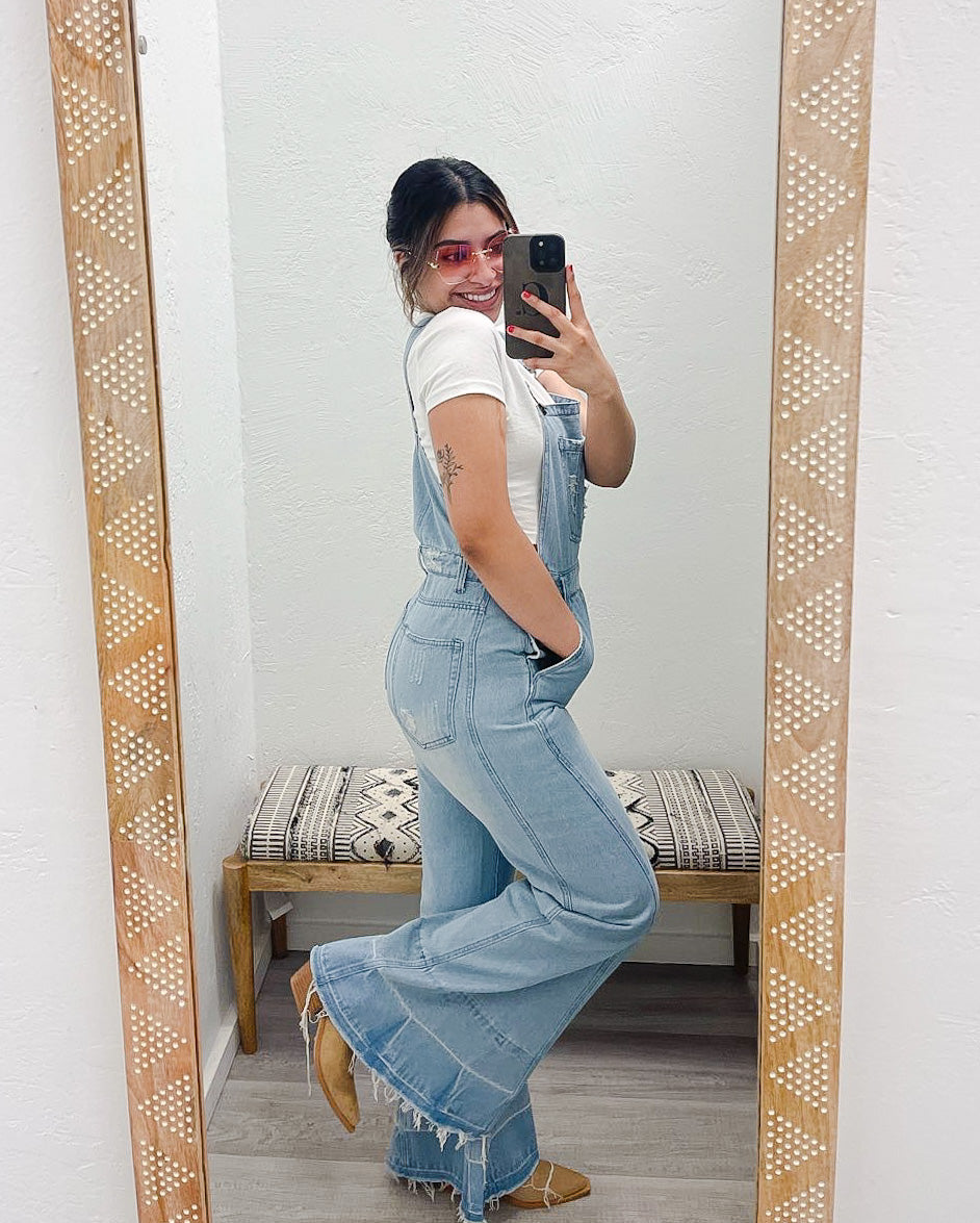 The Milly Wide Leg Denim Overalls