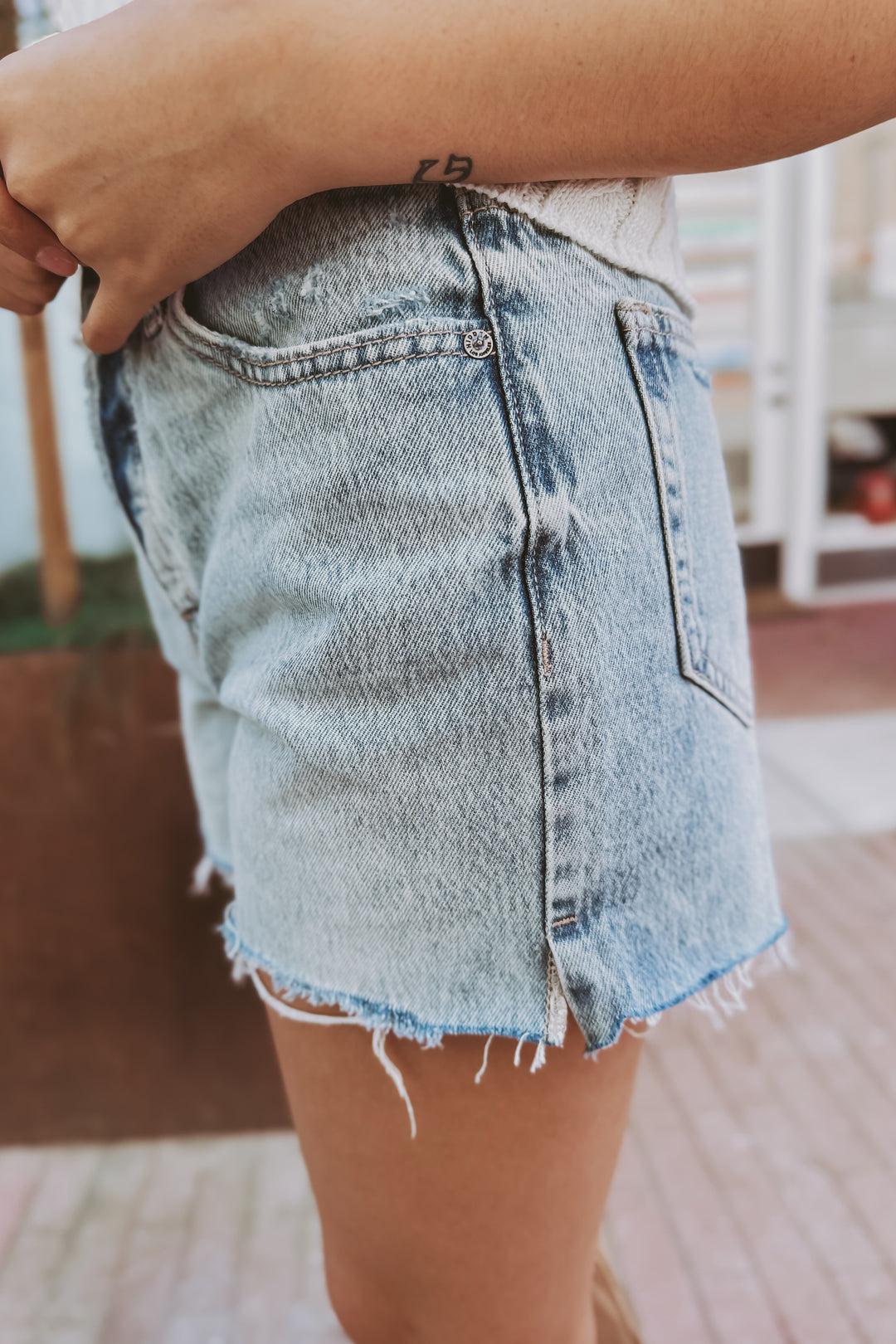 The Harlow Classic Side Slit Mom Shorts