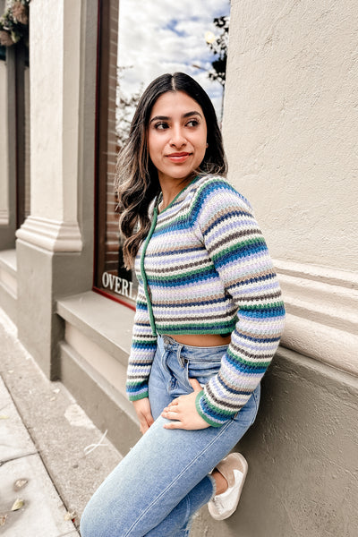 The Common Ground Striped Crop Sweater