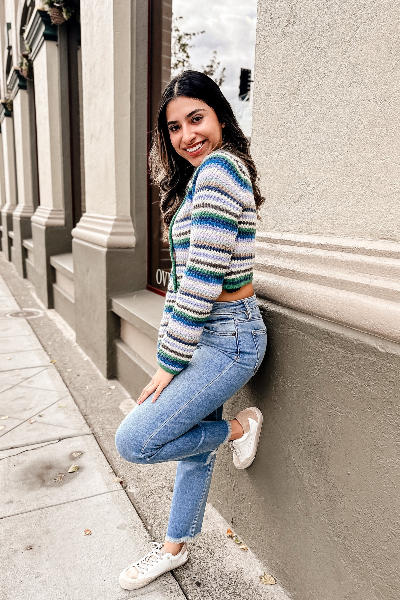 The Common Ground Striped Crop Sweater