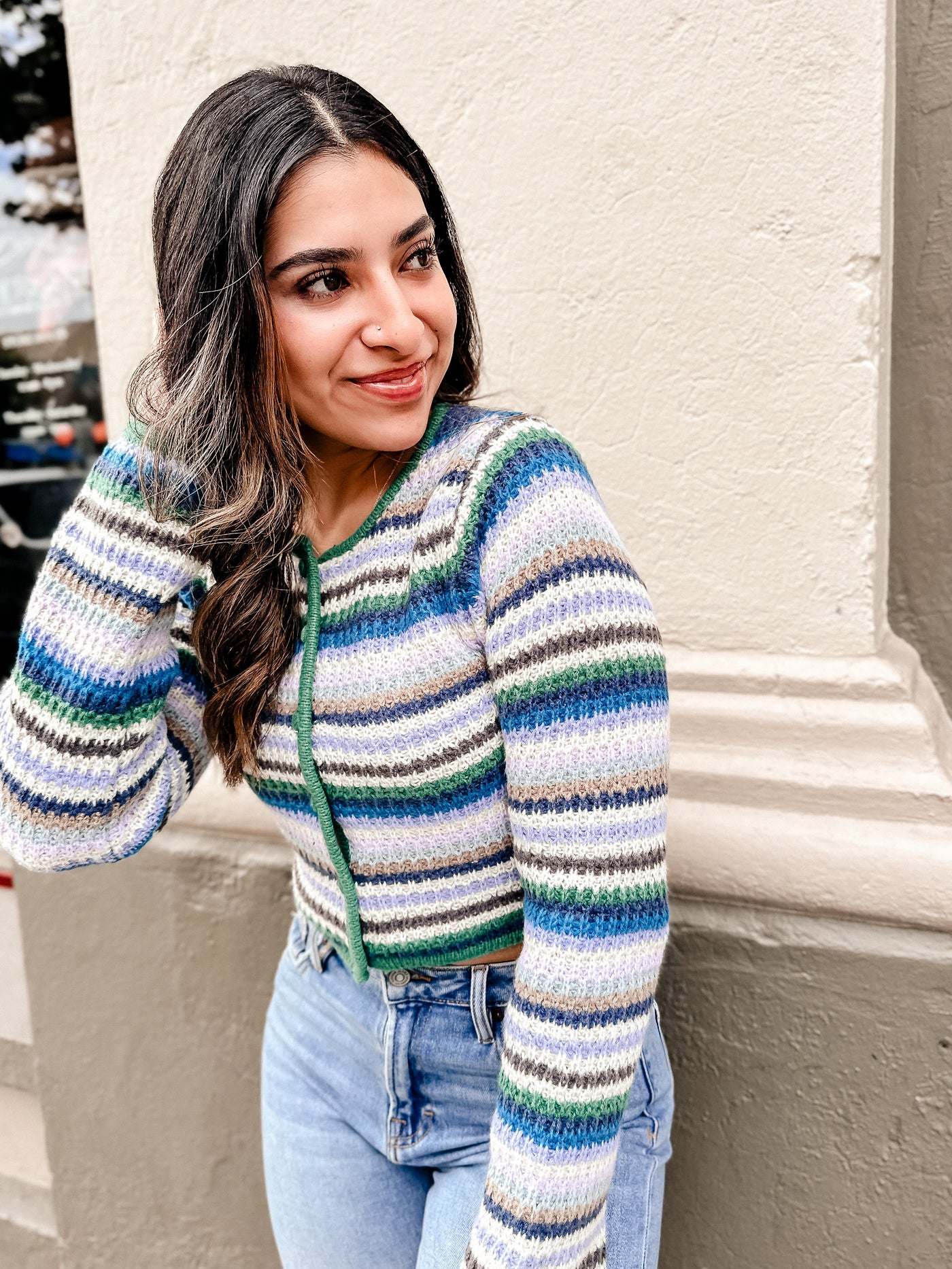 The Common Ground Striped Crop Sweater