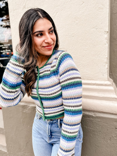 The Common Ground Striped Crop Sweater