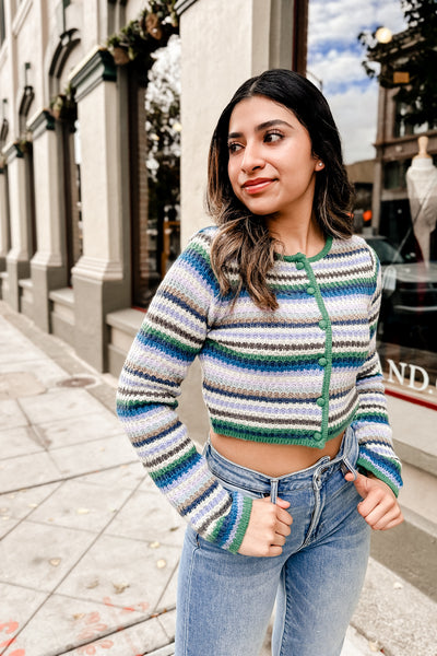 The Common Ground Striped Crop Sweater