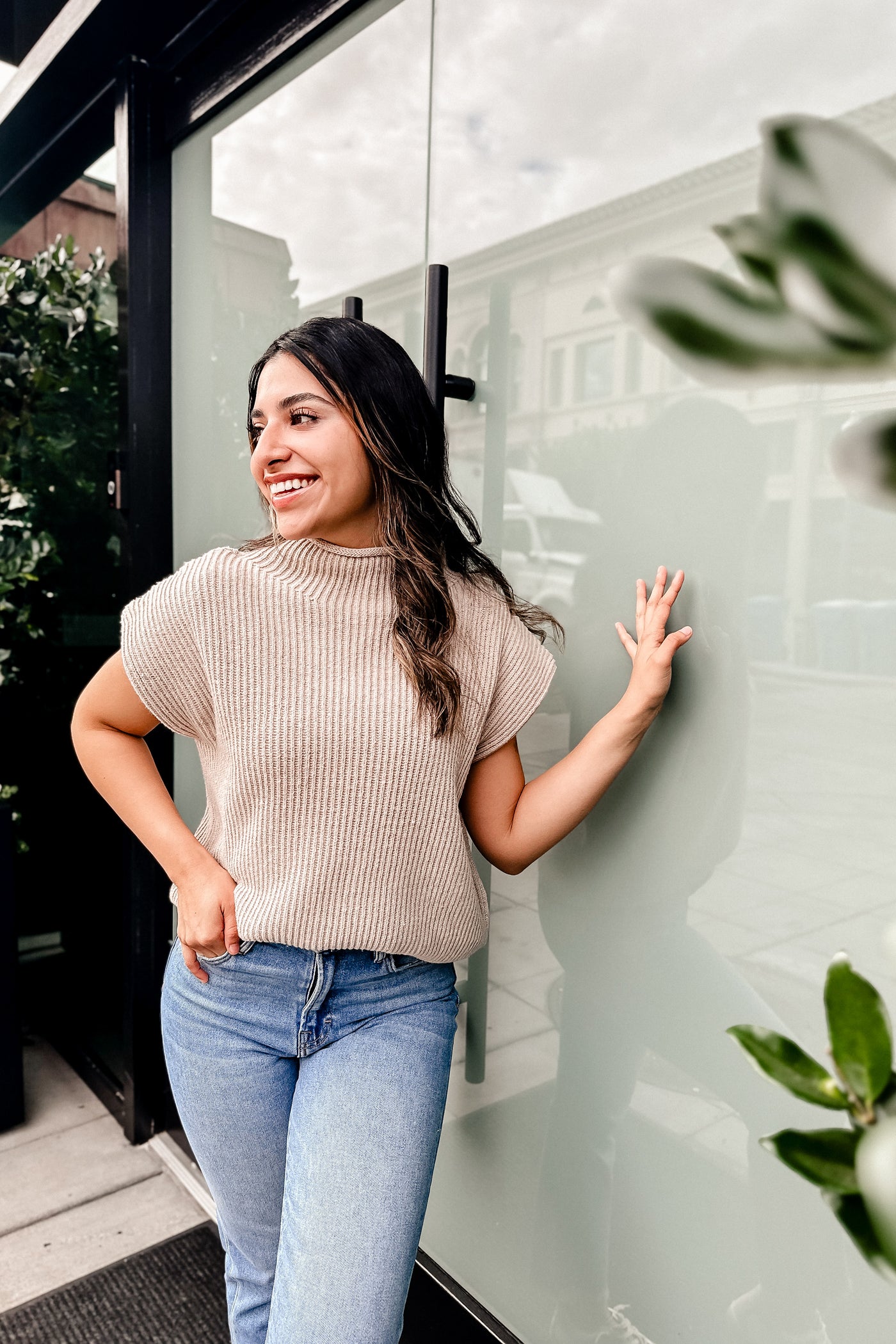 The Case in Point Cream Turtle Neck Sweater Vest