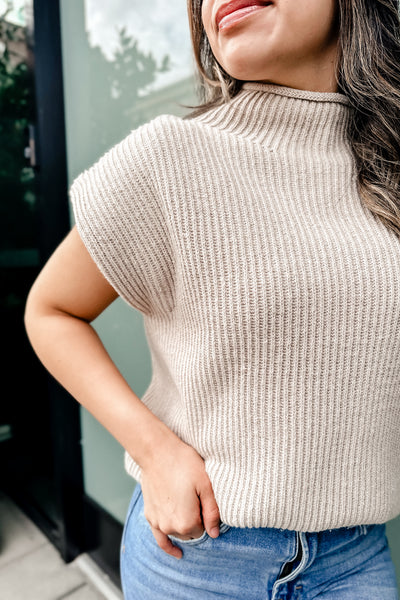 The Case in Point Cream Turtle Neck Sweater Vest