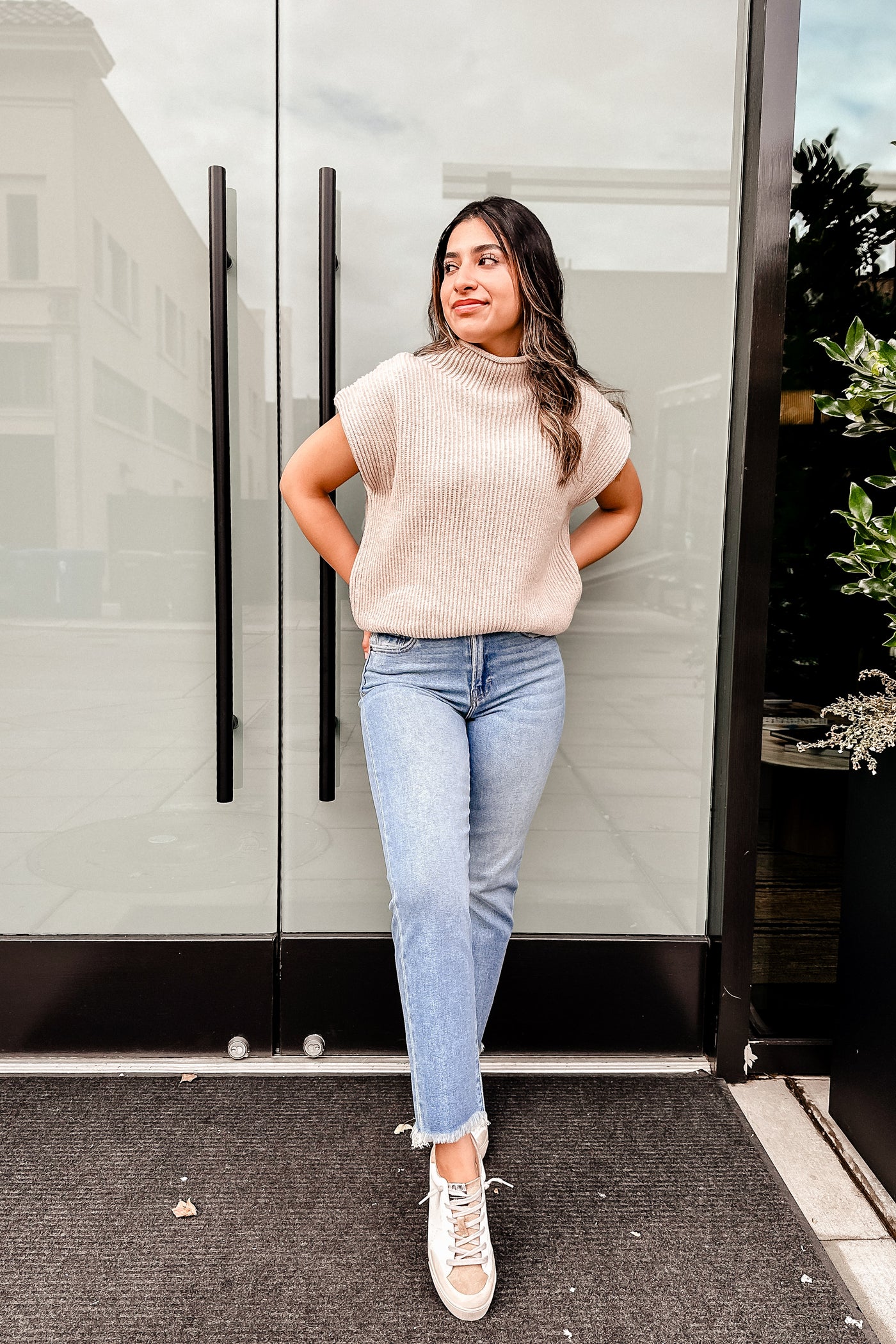 The Case in Point Cream Turtle Neck Sweater Vest