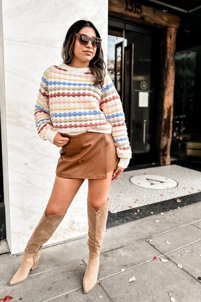 The Lovely Day White Texture Stripe Sweater