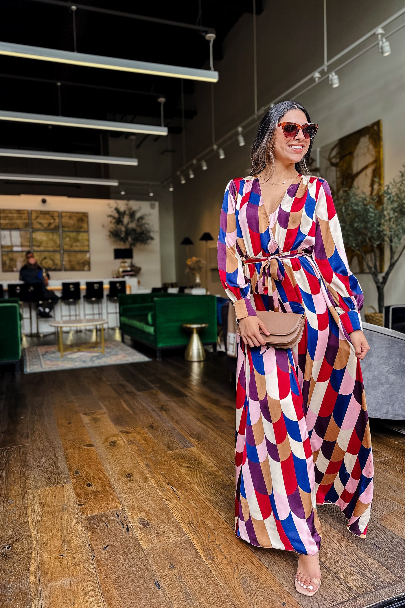 The Peace of Mind Retro Print Satin Maxi Dress