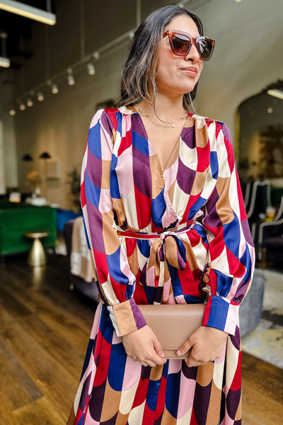 The Peace of Mind Retro Print Satin Maxi Dress