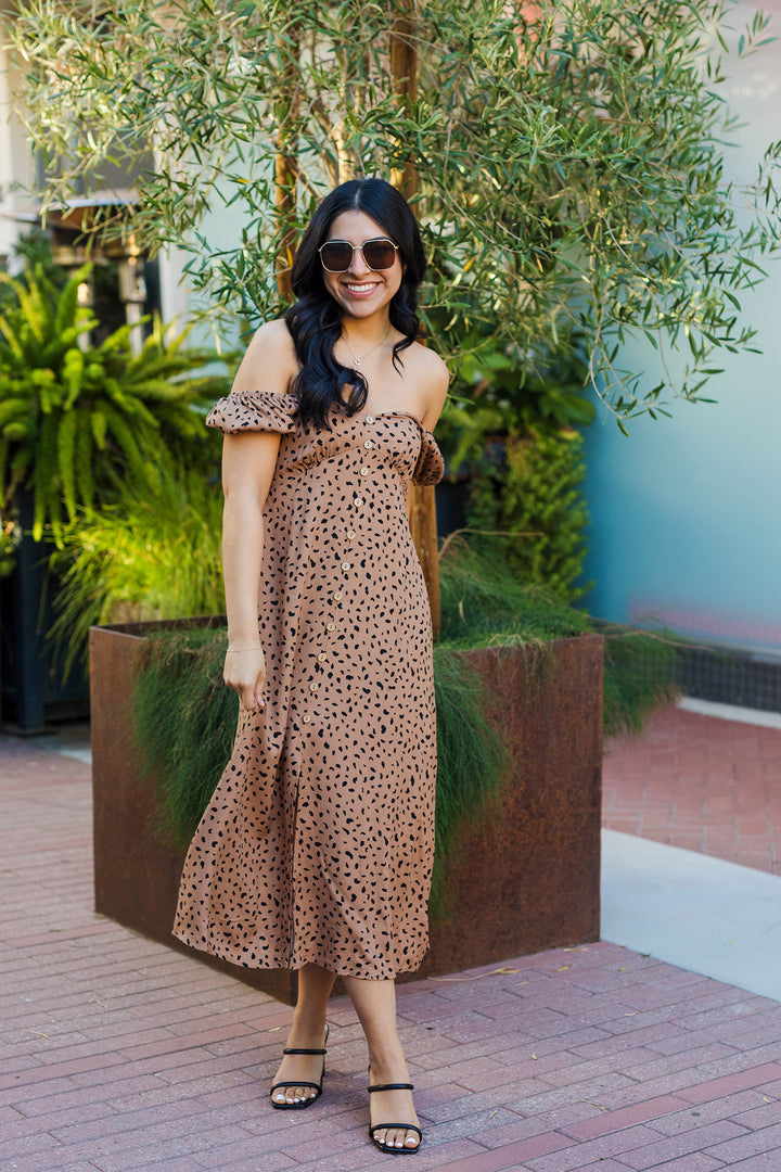 The Spotted In The Wild Dotted Midi Dress
