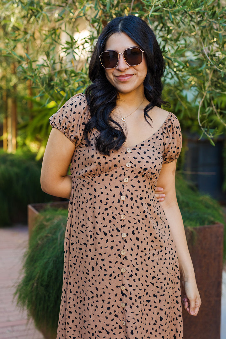 The Spotted In The Wild Dotted Midi Dress
