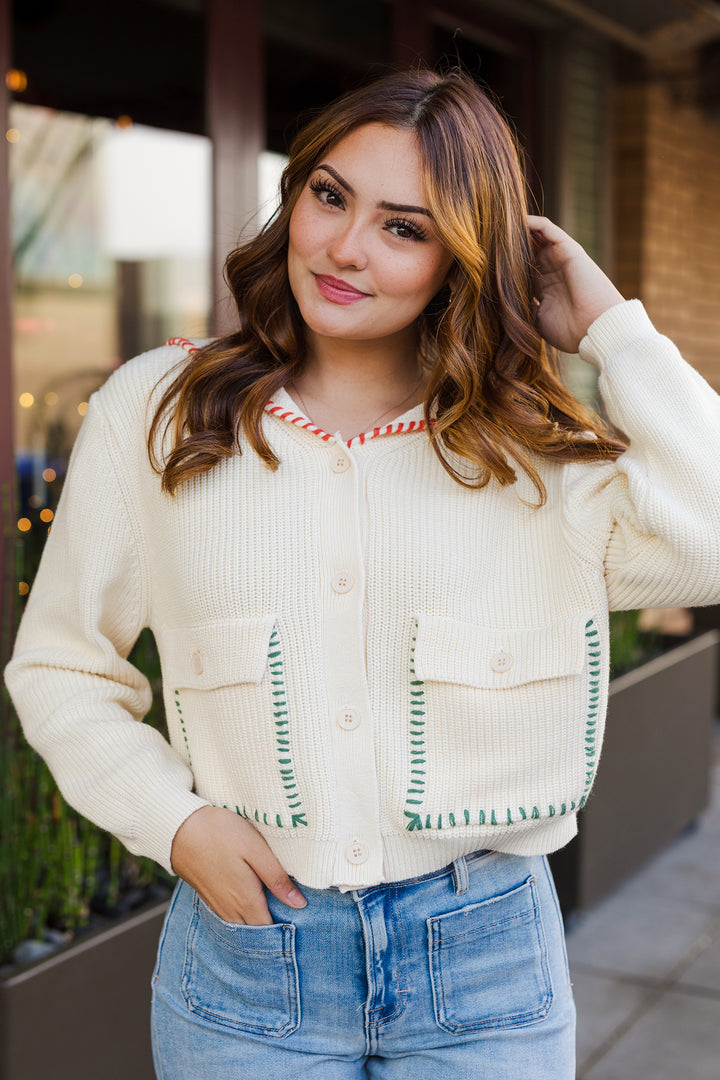 The Taylor Stitched Collared Cardigan Sweater