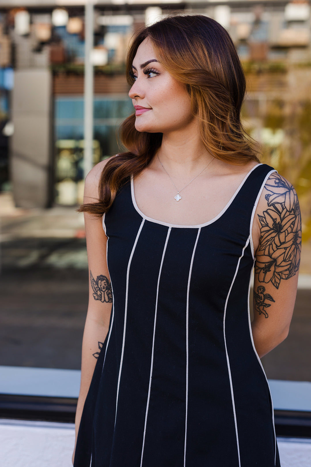 The Piper Striped Cotton Midi Dress