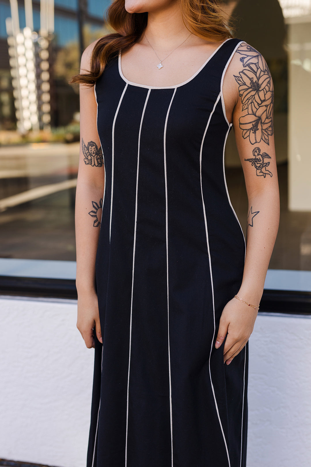 The Piper Striped Cotton Midi Dress