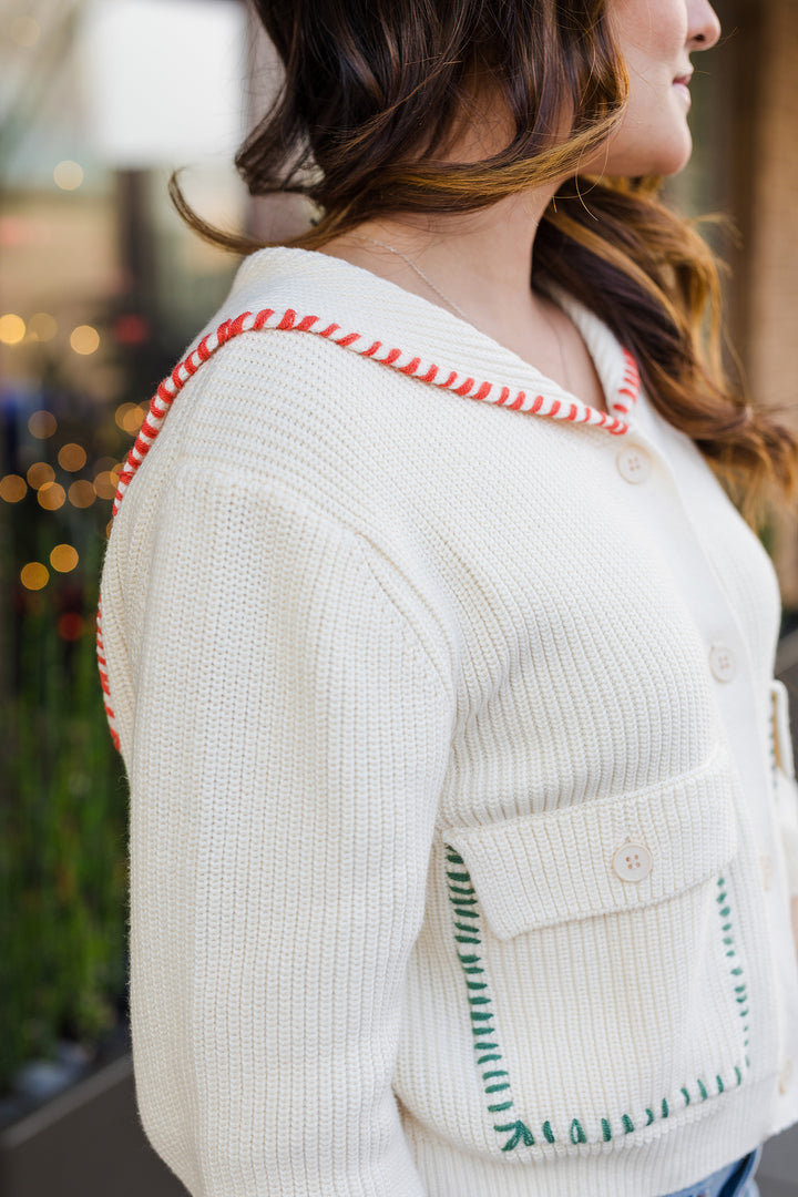 The Taylor Stitched Collared Cardigan Sweater