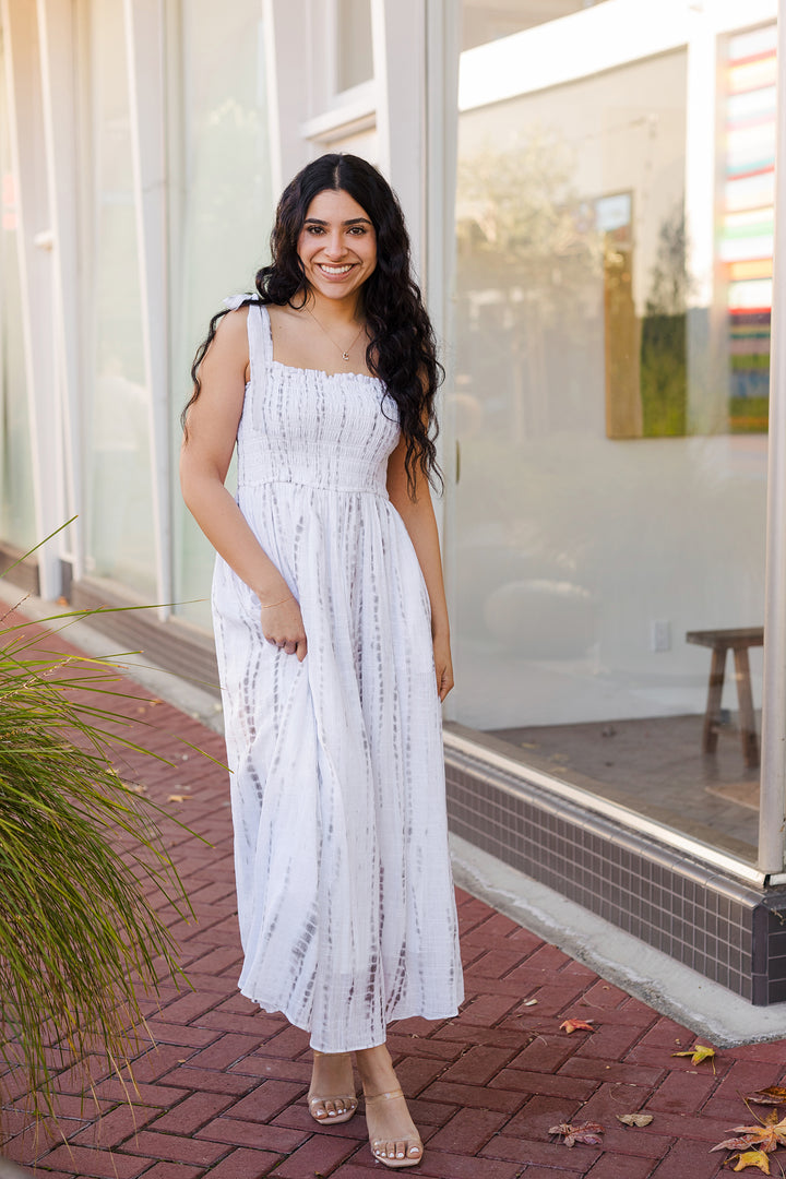 The Sunny Days Tie Shoulder Tie Dye Maxi Dress