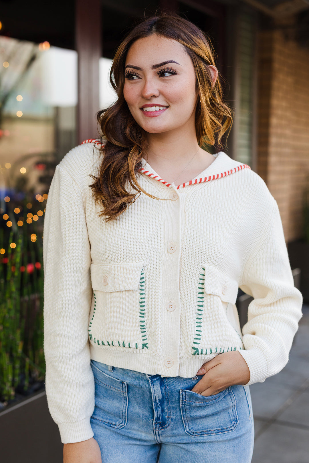 The Taylor Stitched Collared Cardigan Sweater