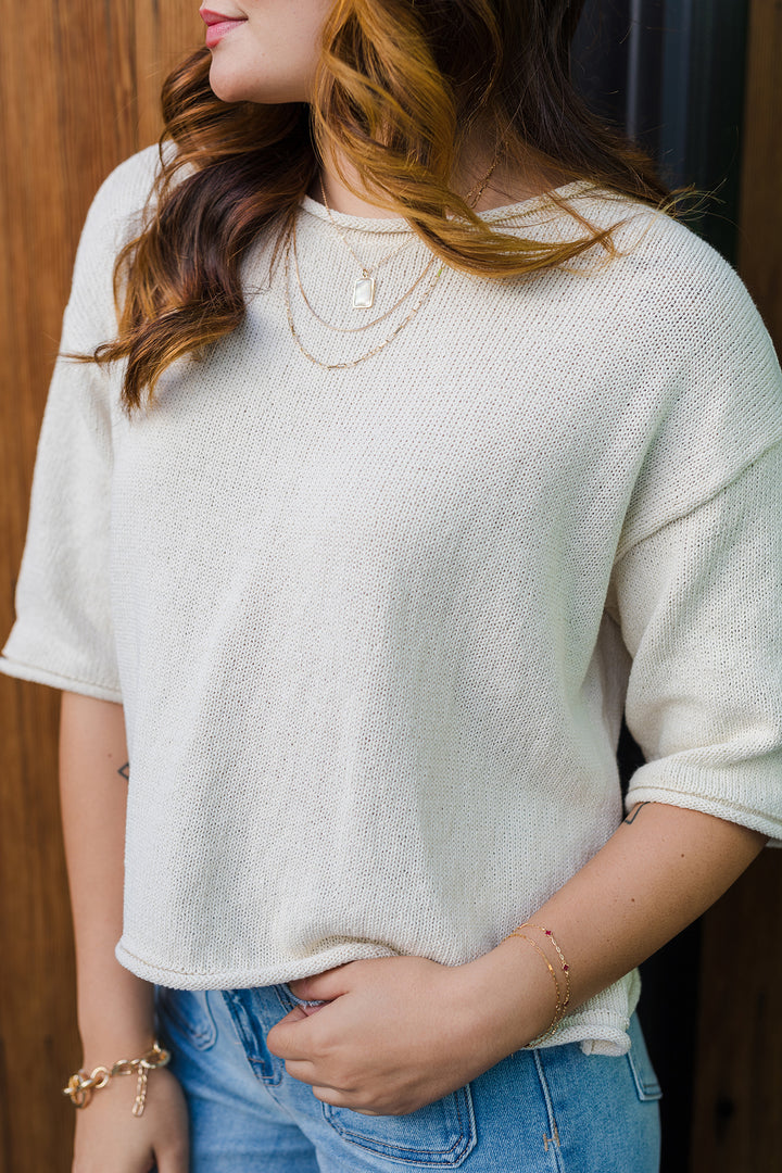 The On The Edge Rolled Sleeve Sweater